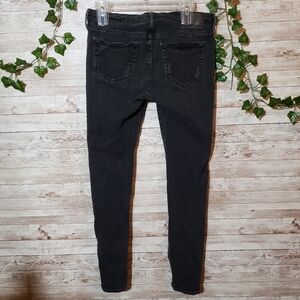 True Religion Casey Low Rise Super Skinny Dark Grey Wash Denim Distressed Jeans